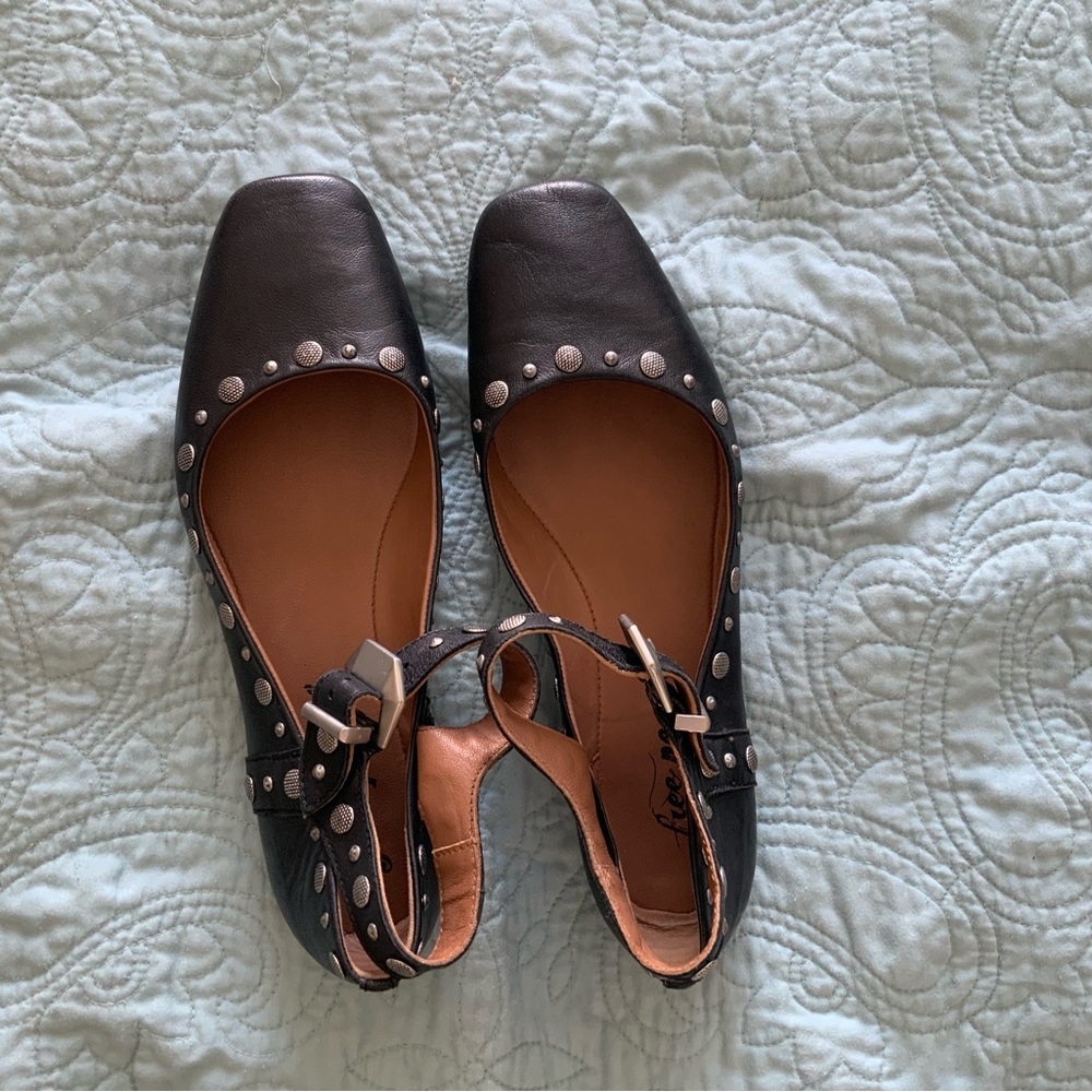 Free People Black Studded Flats